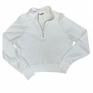 Danskin White Quarter Zip Long Sleeve Pullover Sweatshirt